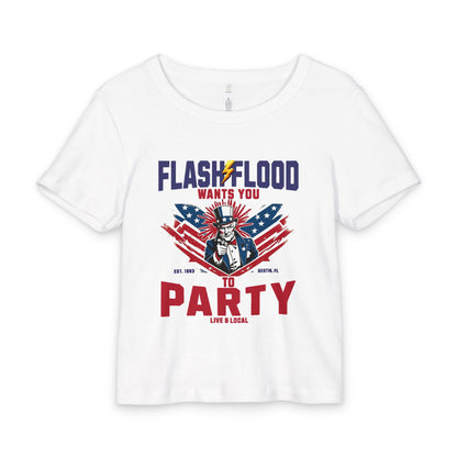 Flash Flood Wants You To Party – Women’s Organic Rib Baby Tee 🇺🇸⚡