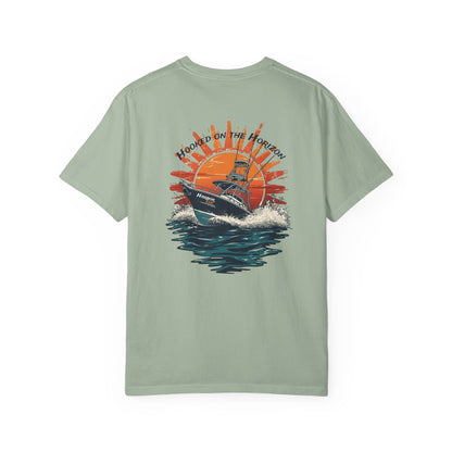 Hooked on the Horizon – Charter Boat Tee – Harbor Ink Co & Design