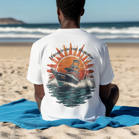 Hooked on the Horizon – Charter Boat Tee – Harbor Ink Co & Design