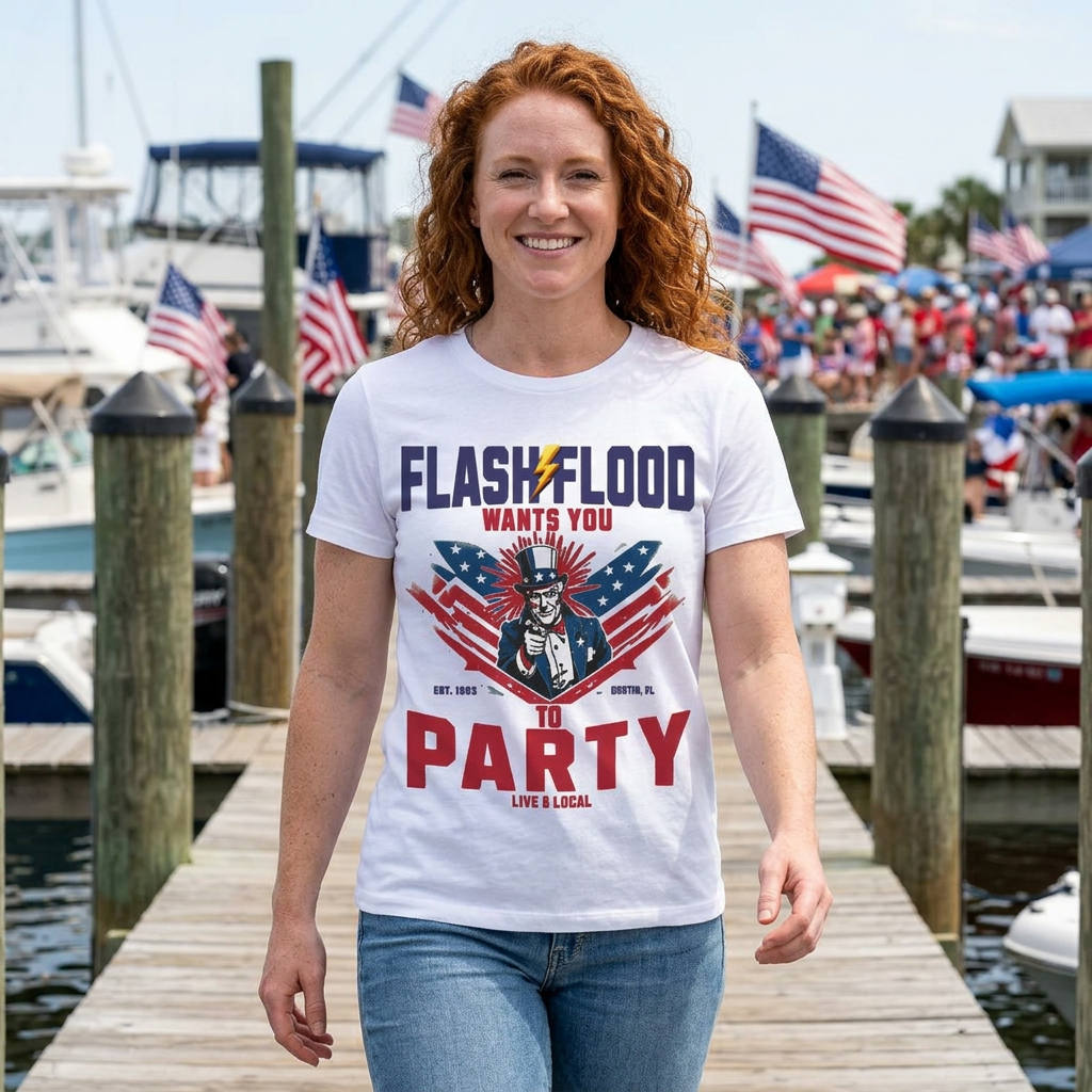 Flash Flood Wants You To Party – Women’s Organic Rib Baby Tee 🇺🇸⚡