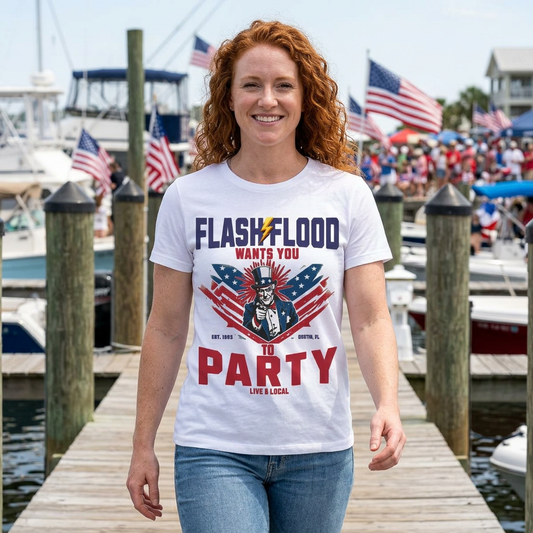 Flash Flood Wants You To Party – Women’s Organic Rib Baby Tee 🇺🇸⚡